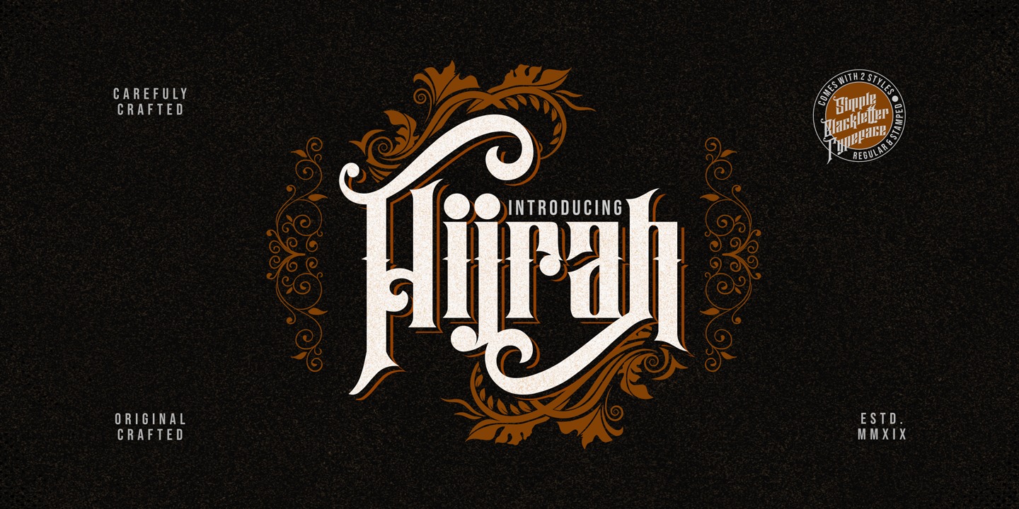 Przykład czcionki Hijrah Stamped